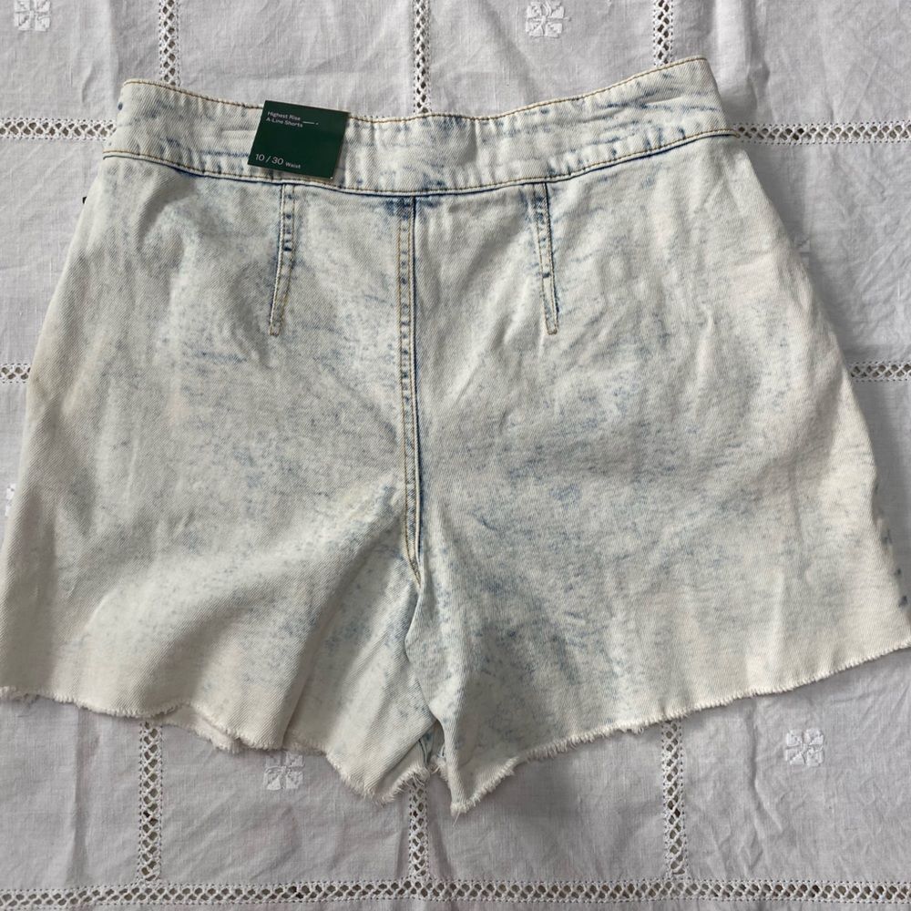 80s Style Acid Wash Button-fly High-rise Shorts - Picture 3 of 5
